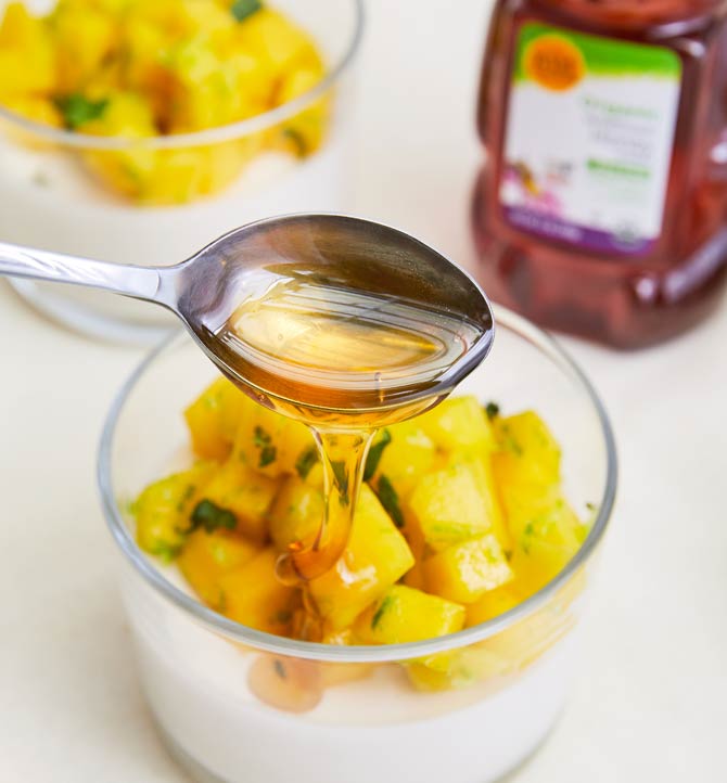 Honeyed Panna Cotta with Mango